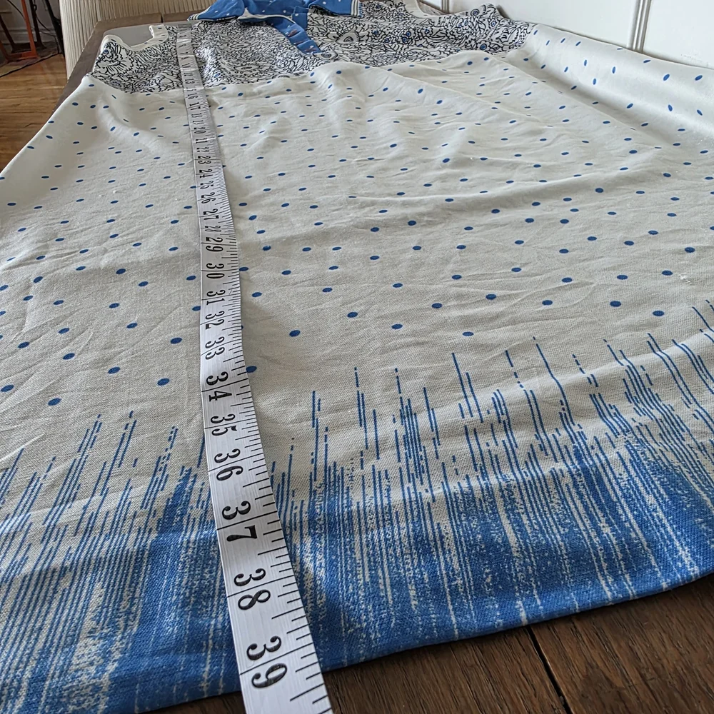 Handmade blue and white dress.  Lg to XL vintage(?), sleeveless, A-line - Picture 11 of 12